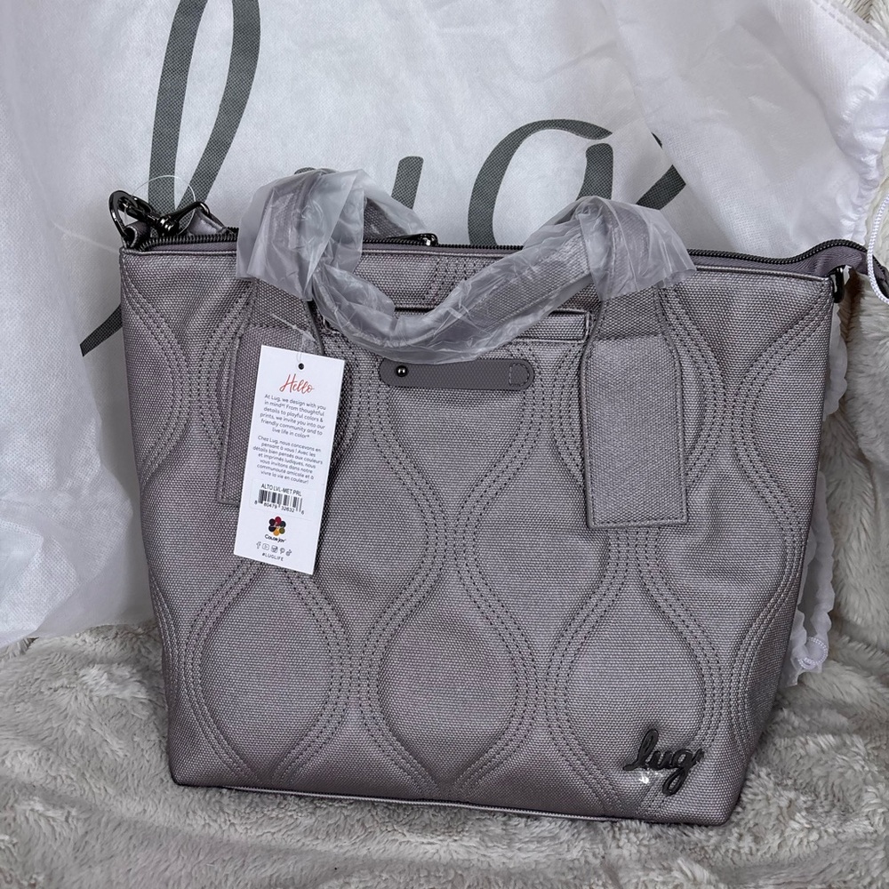 NWT Lug Alto Matte Luxe VL Convertible Tote Bag - Metallic Pearl